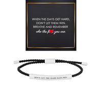 BlingNook Dont Let The Hard Days Win Bracelet for Women, Motivational Stainless Steel Tube Handmade Adjustable Bradied Bracelets Gift Card Wrap To My Daughter Son Best Friend Man Jewelry, One Size