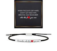BlingNook Dont Let The Hard Days Win Bracelet for Women, Motivational Stainless Steel Tube Handmade Adjustable Bradied Bracelets Gift Card Wrap To My Daughter Son Best Friend Man Jewelry, One Size
