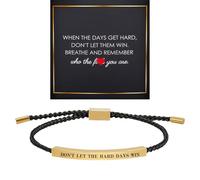 BlingNook Dont Let The Hard Days Win Bracelet for Women, Motivational Stainless Steel Tube Handmade Adjustable Bradied Bracelets Gift Card Wrap To My Daughter Son Best Friend Man Jewelry, One Size