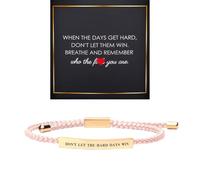 BlingNook Dont Let The Hard Days Win Bracelet for Women, Motivational Stainless Steel Tube Handmade Adjustable Bradied Bracelets Gift Card Wrap To My Daughter Son Best Friend Man Jewelry, One Size