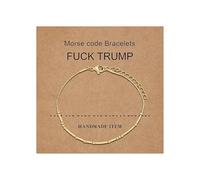 BlingNook Fck Trump Morse Code Bracelets for Women, Gift Card Activist Political For Friend Statement Beads Adults Friendship Two Tone Stackable Inspirational Bracelets Jewelry, One Size, Mixed Metal