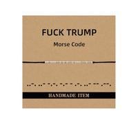 BlingNook Fck Trump Morse Code Bracelets for Women, Gift Card Activist Political For Friend Statement Beads Adults Friendship Two Tone Stackable Inspirational Bracelets Jewelry