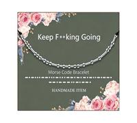 BlingNook Fck Trump Morse Code Bracelets for Women, Gift Card Activist Political For Friend Statement Beads Adults Friendship Two Tone Stackable Inspirational Bracelets Jewelry, One Size, Mixed Metal