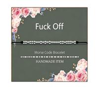 BlingNook Fck Trump Morse Code Bracelets for Women, Gift Card Activist Political For Friend Statement Beads Adults Friendship Two Tone Stackable Inspirational Bracelets Jewelry, One Size, Mixed Metal