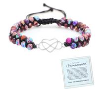 BlingNook For Granddaughter - For You Are Always In Mine Beads Bracelet, Double Layer Natural Emperor Jasper Beaded Wrap Bracelet Infinity Heart Bracelet for Mind Peace Bracelet For My Granddaughter
