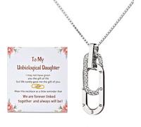 BlingNook For Unbiological Daughter - S925 Circle Necklace, We Are Forever Linked Together Interlocking Step Daughter Necklace Adjustable To My Daughter Necklace Jewelry, Adjustable, Copper, Cubic