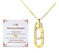 BlingNook For Unbiological Daughter - S925 Circle Necklace, We Are Forever Linked Together Interlocking Step Daughter Necklace Adjustable To My Daughter Necklace Jewelry, Adjustable, Copper, Cubic