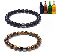 BlingNook Glame Anti Alcohol Bracelet for Women, Adjustable GM Bead Sobriety Bracelets Hemys Hematite Reduce the Urge to Drink Cravings Relieve Anxiety and Stress Jewelry for Men, Adjustable, Stone
