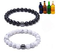 BlingNook Glame Anti Alcohol Bracelet for Women, Adjustable GM Bead Sobriety Bracelets Hemys Hematite Reduce the Urge to Drink Cravings Relieve Anxiety and Stress Jewelry for Men, Adjustable, Stone