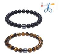 BlingNook Glame Anti Smoking Bracelet For Man, Quit Smoke Adjustable Hematite Bead Sobriety Bracelets Reduce The Urge To Cigarettes Stop Cravings Relieve Anxiety And Stress Jewelry