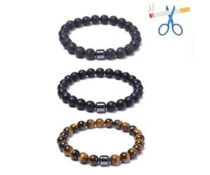 BlingNook Glame Anti Smoking Bracelet For Man, Quit Smoke Adjustable Hematite Bead Sobriety Bracelets Reduce The Urge To Cigarettes Stop Cravings Relieve Anxiety And Stress Jewelry, One Size, Hematite