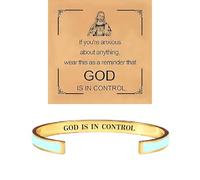 BlingNook God Is In Control Bracelet For Women Man, With Gift Card Christian Pray Bracelets Open Jesus Inspirational Faith Stainless Steel Adjustable Jewelry, One Size, Stainless Steel, no gemstone