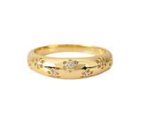 BlingNook Gold Rings For Women, Trendy Cubic Zirconia Flower Stainless Steel Non Tarnish Stackable Floral Engagement Statement Wedding Birthday Jewelry Gift, Stainless Steel, No Gemstone