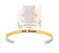 BlingNook Let Them Motivational Color Bangle, Stainless Steel Self Worth Inspirational Cuff Bracelets with Hidden Message Engraved Friendship Bracelet Jewelry Gift for Women Sorority Sisters Friends