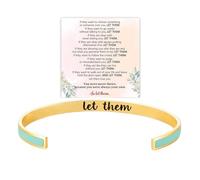 BlingNook Let Them Motivational Color Bangle, Stainless Steel Self Worth Inspirational Cuff Bracelets with Hidden Message Engraved Friendship Bracelet Jewelry Gift for Women Sorority Sisters Friends