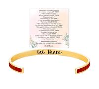 BlingNook Let Them Motivational Color Bangle, Stainless Steel Self Worth Inspirational Cuff Bracelets with Hidden Message Engraved Friendship Bracelet Jewelry Gift for Women Sorority Sisters Friends