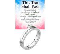 BlingNook This Too Shall Pass Rings for Women Men, Silver Black Jewelry Gift, Stainless Steel, No Gemstone