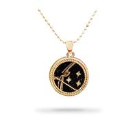 BlingNuts 12 Constellation Zodiac Pendant Necklace for Women Black Gold Star Astrology Jewelry Horoscope Star Sign Pendant, F, Stainless Steel, No Gemstone
