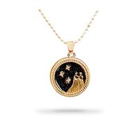 BlingNuts 12 Constellation Zodiac Pendant Necklace for Women Black Gold Star Astrology Jewelry Horoscope Star Sign Pendant, F, Stainless Steel, No Gemstone