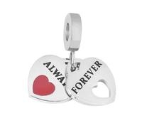 BlingNuts Always Forever Red Heart Charm fits Pandora Charms Bracelets Gift Love Women Wife Anniversary Family Birthday Valentine's Day
