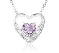 BlingNuts Angel Wing Heart Crystal Necklace for Women Stainless Steel Guardian Angel Wings Pendant Necklace Jewelry Gifts, F, Stainless Steel, No Gemstone