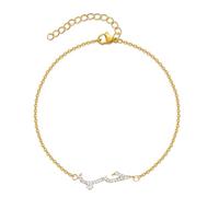 BlingNuts Arabic Bracelets for Women Gold Cubic Zirconia Charm Arabic Script Initial Chain Bracelets, F, Stainless Steel, no gemstone