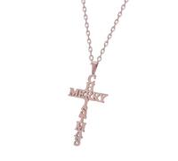 BlingNuts Cross Necklace for Women Men Merry Christmas Religious Gifts Christian Jewelry for Christmas Xmas Family Best Friend, F, Stainless Steel, No Gemstone