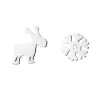 BlingNuts Deer Gingerbread Man Snowflake Stud Earrings for Women Stainless Steel Christmas Winter Earrings, F, Stainless Steel, No Gemstone