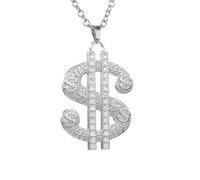 BlingNuts Dollar Pendant Necklaces with Rhinestones for Men Women Dollar Sign Pendant Necklace Hip Hop Dollar Necklace Stainless Steel, F, Stainless Steel, No Gemstone