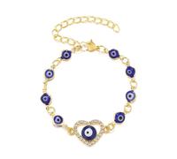 BlingNuts Evil Eye Cubic Zirconia Charm Bracelets for Women Gold Hamsa Jewelry Hand of Fatima Bracelet, F, Stainless Steel, no gemstone