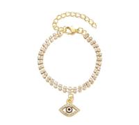 BlingNuts Evil Eye Cubic Zirconia Charm Bracelets for Women Gold Hamsa Jewelry Hand of Fatima Bracelet, F, Stainless Steel, no gemstone