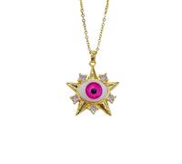 BlingNuts Evil Eye Gold Necklace for Women Mal De Ojo Pendant Charm Necklace Protection Jewelry Amulet Gift, F, Stainless Steel, No Gemstone