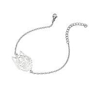 BlingNuts Geometric Hollow Bracelet Stainless Steel Dog Fox Bee Unicorn Bracelet Charm Animal Elements Jewelry Gifts, F, Stainless Steel, no gemstone
