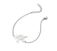 BlingNuts Geometric Hollow Bracelet Stainless Steel Dog Fox Bee Unicorn Bracelet Charm Animal Elements Jewelry Gifts, F, Stainless Steel, no gemstone