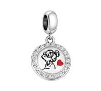BlingNuts Heart Forever Love Dangle White Birthstone Sparkling Birthday Beads for Grandma Charm Compatible with Pandora Bracelets for Nana Beads