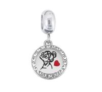 BlingNuts Heart Forever Love Dangle White Birthstone Sparkling Birthday Beads for Grandma Charm Compatible with Pandora Bracelets for Nana Beads