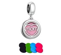 BlingNuts Heart Love Mom Pendant Aroma Oil Diffuser Charm Compatible with Pandora Charms Bracelets Refill Pads in 4 Colors Gift Sets for Women