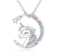 BlingNuts I Love You Forever Unicorn Necklace Crystal Heart Pendant Gifts Jewelry for Daughter Granddaughter Niece Birthday Christmas, F, Stainless Steel, No Gemstone