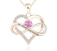 BlingNuts Infinity Love Heart Necklace Birthstone Necklace I Love You Always and Forever Valentines Day Mothers Days Jewelry Gifts for Women, F, Stainless Steel, No Gemstone