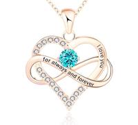 BlingNuts Infinity Love Heart Necklace Birthstone Necklace I Love You Always and Forever Valentines Day Mothers Days Jewelry Gifts for Women, F, Stainless Steel, No Gemstone