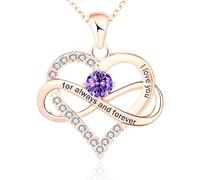 BlingNuts Infinity Love Heart Necklace Birthstone Necklace I Love You Always and Forever Valentines Day Mothers Days Jewelry Gifts for Women, F, Stainless Steel, No Gemstone