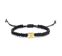 BlingNuts Initial Bracelets for Women Best Friend Birthday Graduation Letter A-Z Heart String Handmade Rope Braided Bracelet Minimalist Jewelry, F, Stainless Steel, no gemstone