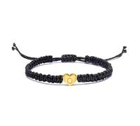 BlingNuts Initial Bracelets for Women Best Friend Birthday Graduation Letter A-Z Heart String Handmade Rope Braided Bracelet Minimalist Jewelry, F, Stainless Steel, no gemstone