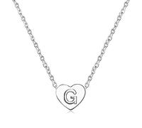 BlingNuts Initial Heart Necklace Stainless Steel Tiny Dainty Letters Heart Choker Necklaces for Women, F, Stainless Steel, No Gemstone