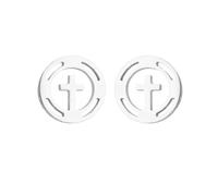 BlingNuts Jesus God Cross Stud Earring for Women Christmas Family Friends Gift Anniversary Birthday Stainless Steel Silver, Stainless Steel, No Gemstone