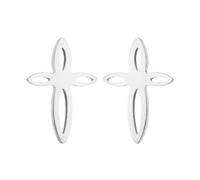 BlingNuts Jesus God Cross Stud Earrings for Women Gold Silver Religious Jewelry Gift for Christian, F, Stainless Steel, No Gemstone