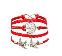 BlingNuts Multilayer Braided Leather Wrap Bracelet for Women Sideways Infinity Owl Family Tree Love Heart Anchor Wristband Bracelets Friendship Jewelry, F, Stainless Steel, no gemstone