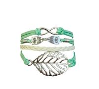 BlingNuts Multilayer Braided Leather Wrap Bracelet for Women Sideways Infinity Owl Family Tree Love Heart Anchor Wristband Bracelets Friendship Jewelry, F, Stainless Steel, no gemstone