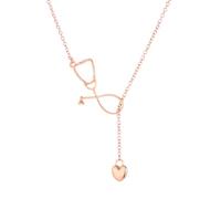 BlingNuts Nurse Stethoscope Necklace for Women Stethoscope with Heart Pendant Doctor Nurse Medical Student Graduation Jewelry Gift, F, Stainless Steel, No Gemstone