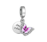 BlingNuts Pink Butterfly Bead One of a Kind Daughter Mom Charm Compatible with Pandora Charms Bracelets Gifts